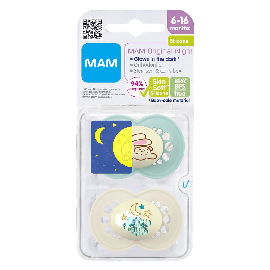 MAM Original Night Silicone Pacifier Neutral 6-16m 2pcs