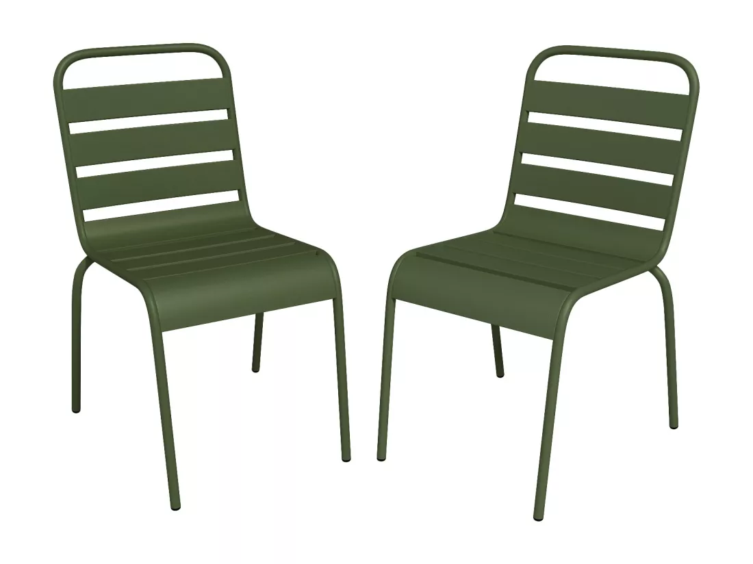 Lot de 2 chaises de jardin empilables en métal - Kaki - MIRMANDE de MYLIA