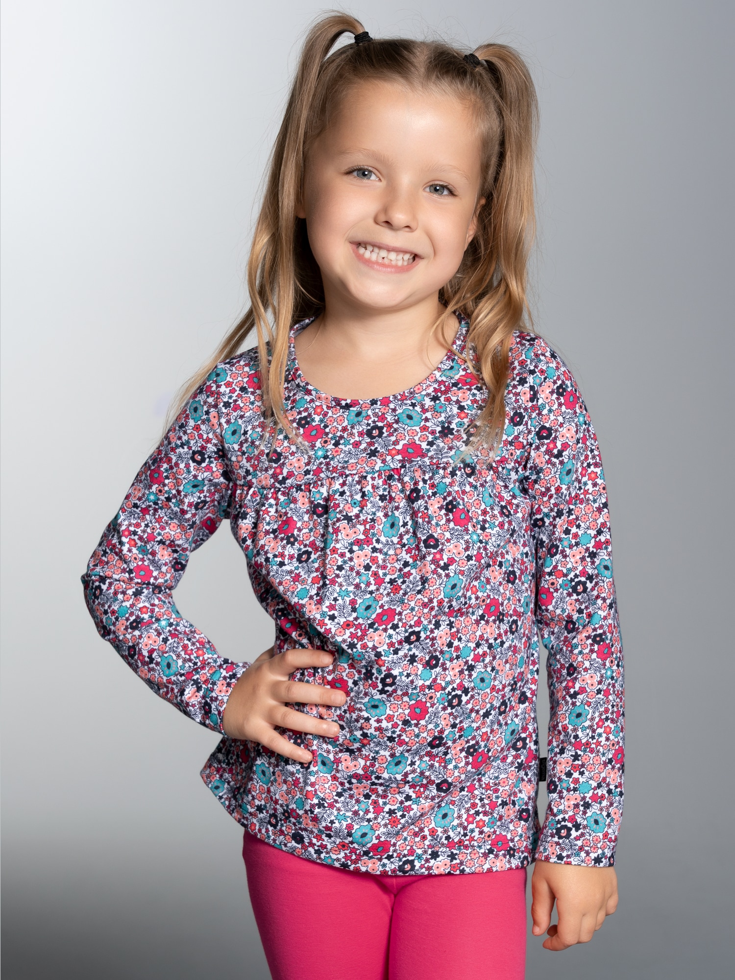 Langarmshirt mit süßem Blümchen-Print Navy
