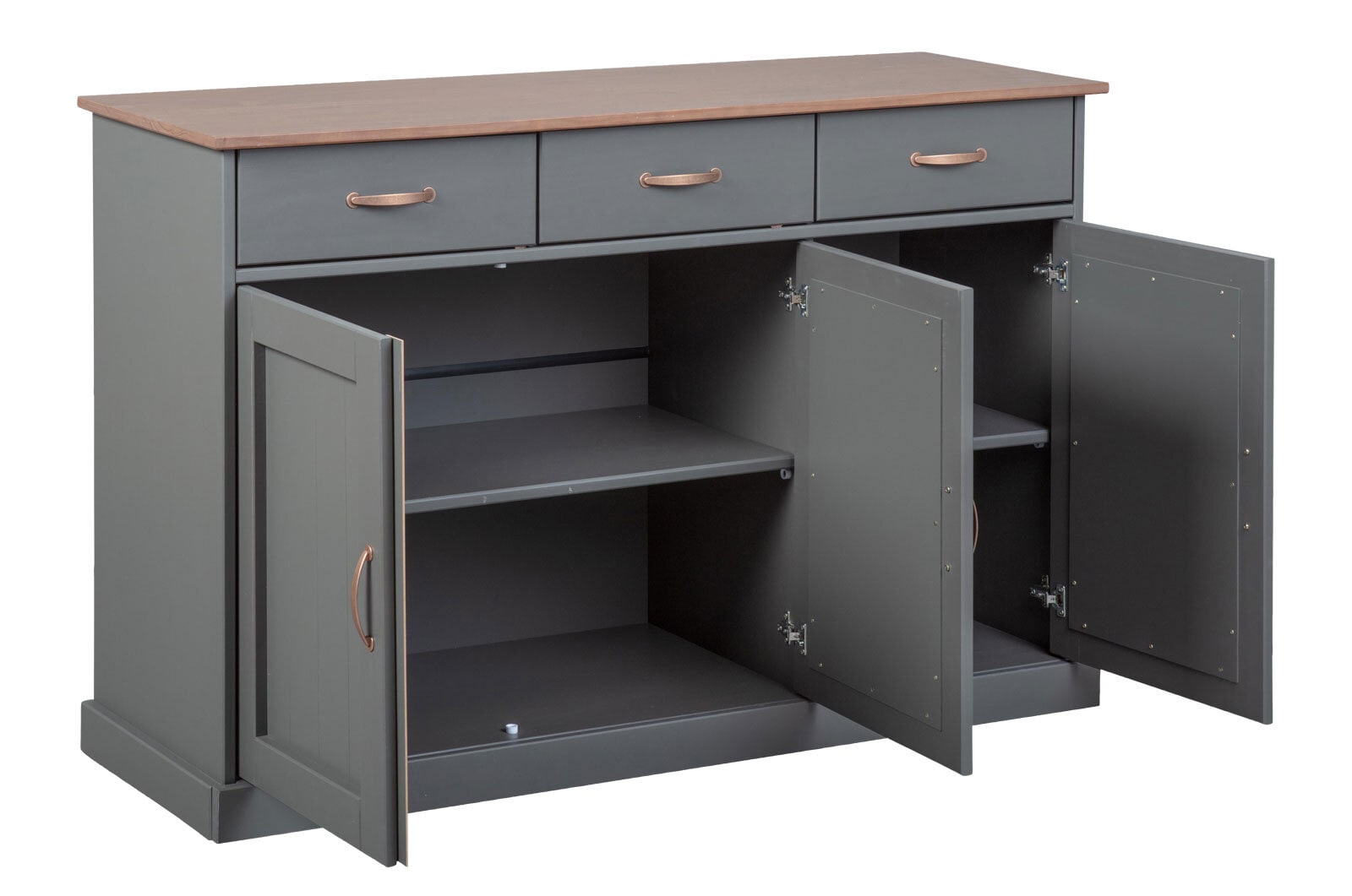 Kommode NICLAS 4.1 131x86x45 cm Massivholz grau
