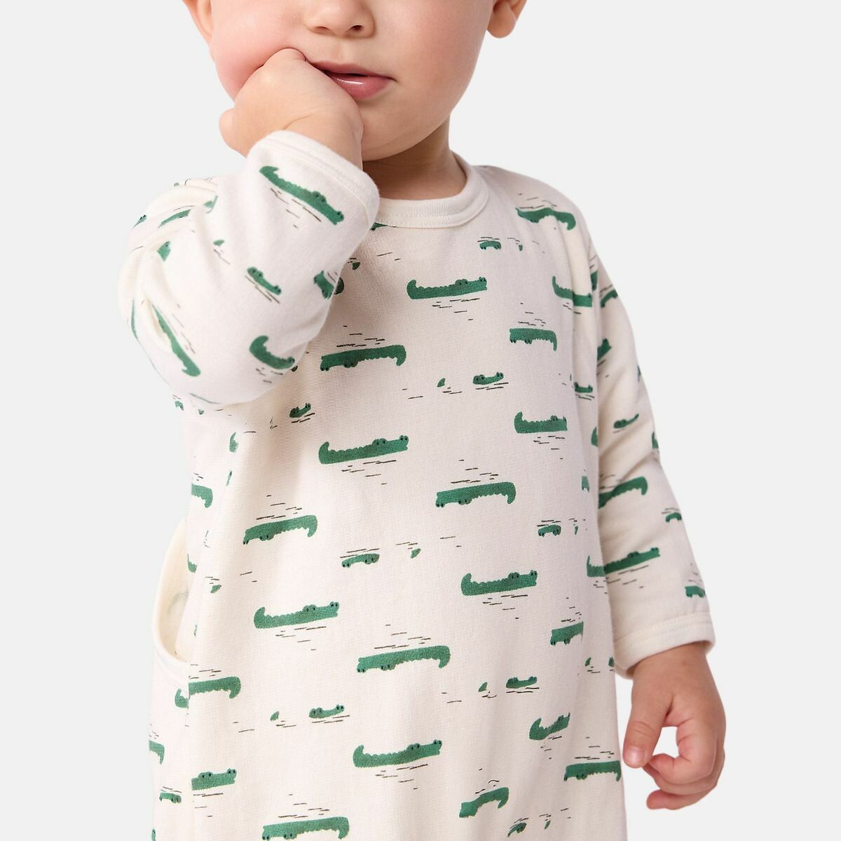 PETIT BATEAU<br>Pijama de bebê em fleece escovado com estampa e abertura nas costas