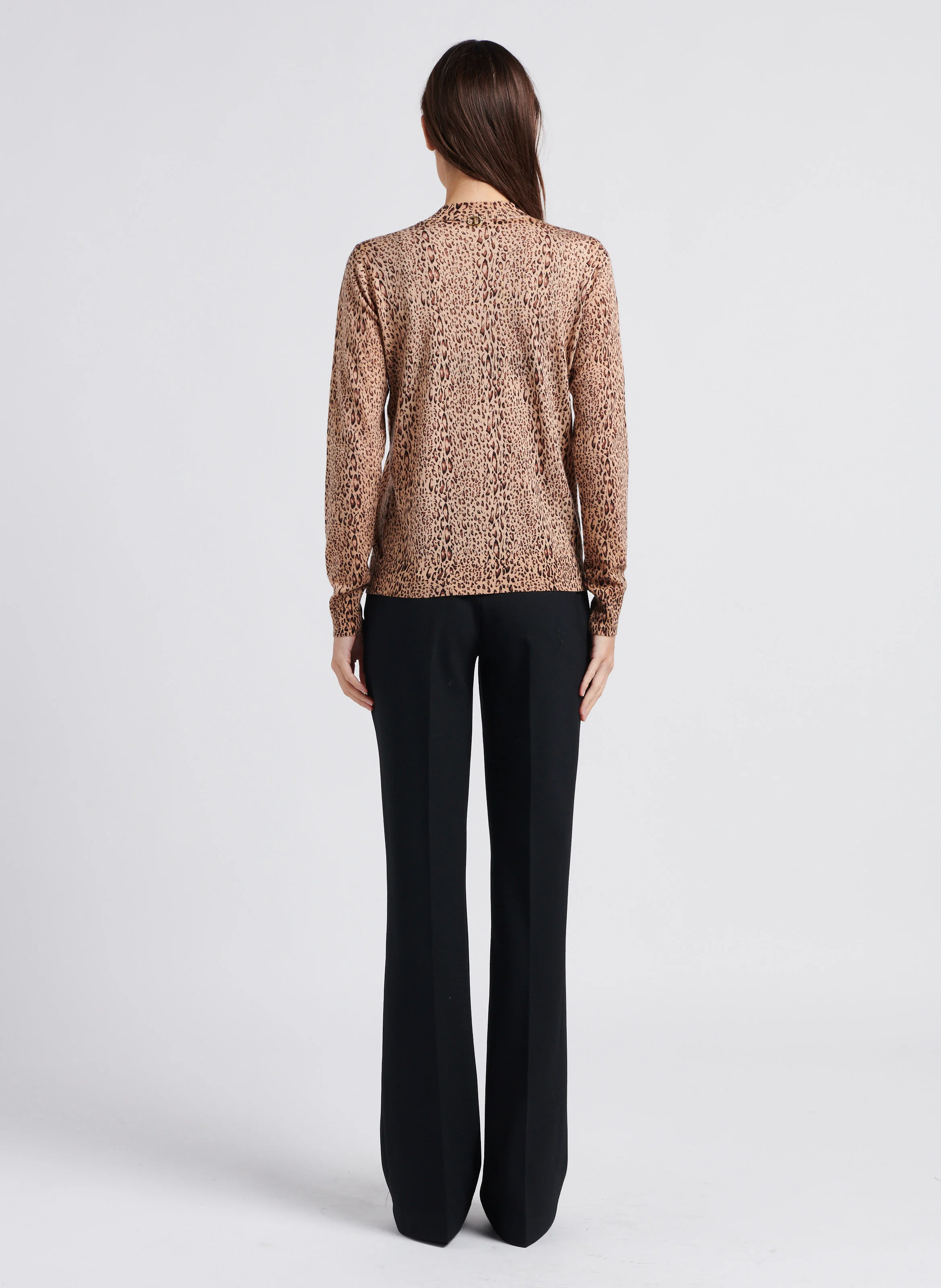 Pull à col montant droit en laine | Marron