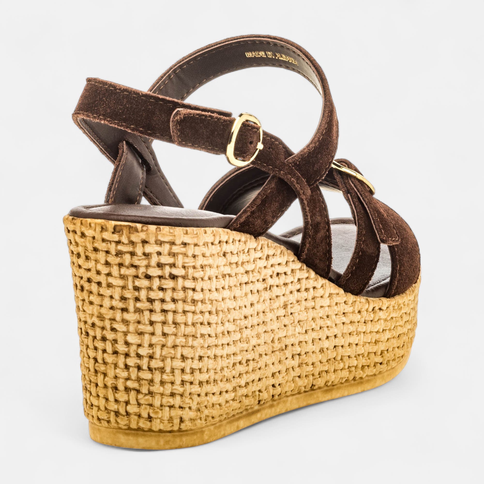 Nu-pieds à talon compensé Femme en cuir marron