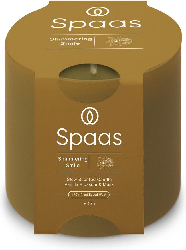 Spaas geurkaars Essential collection Shimmering Smile beige 55 uur D 10 H 10 cm