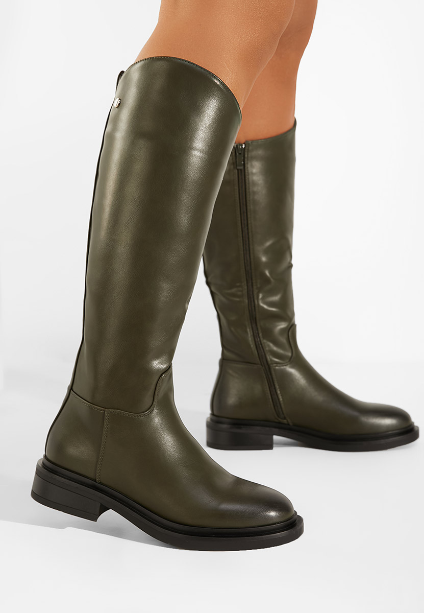 Bottes à petit talon vert Braga
