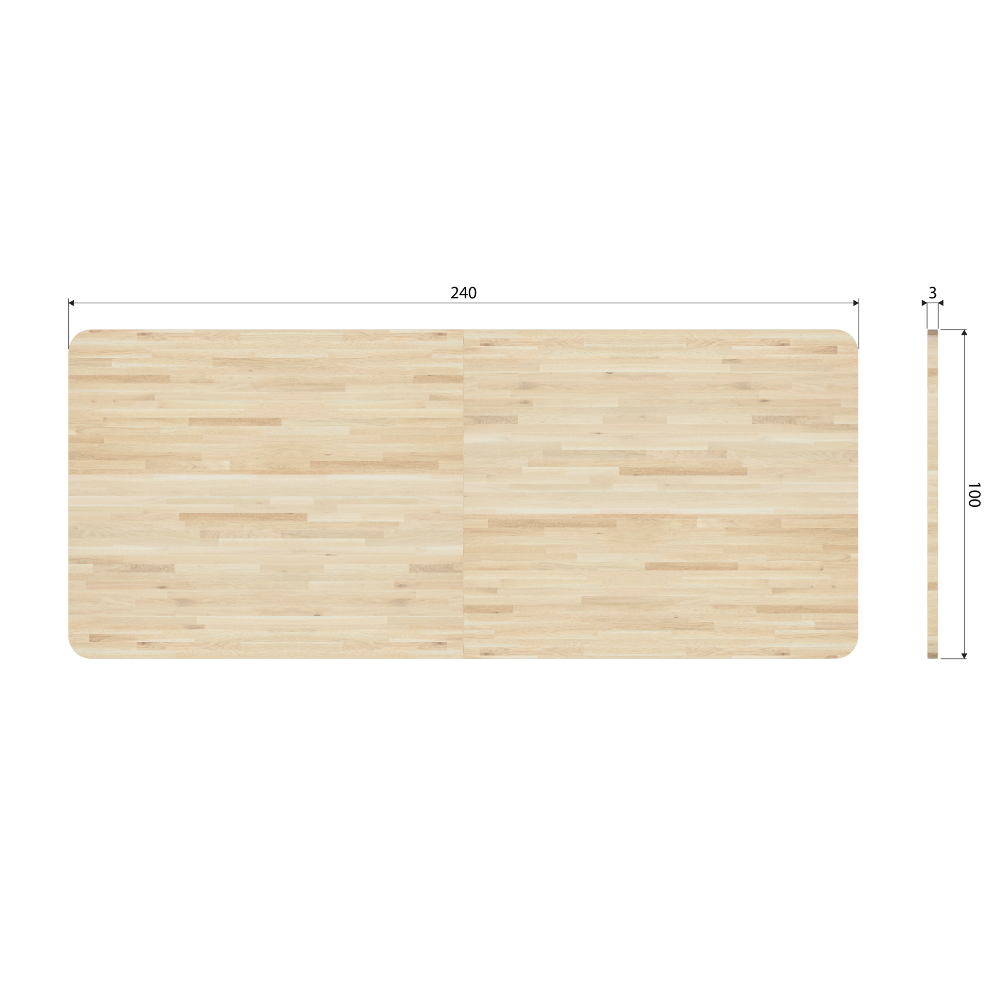 WOOOD Tafelblad Tablo XL eiken curved 240x100 Tablo XL tafelblad eiken curved 240x100