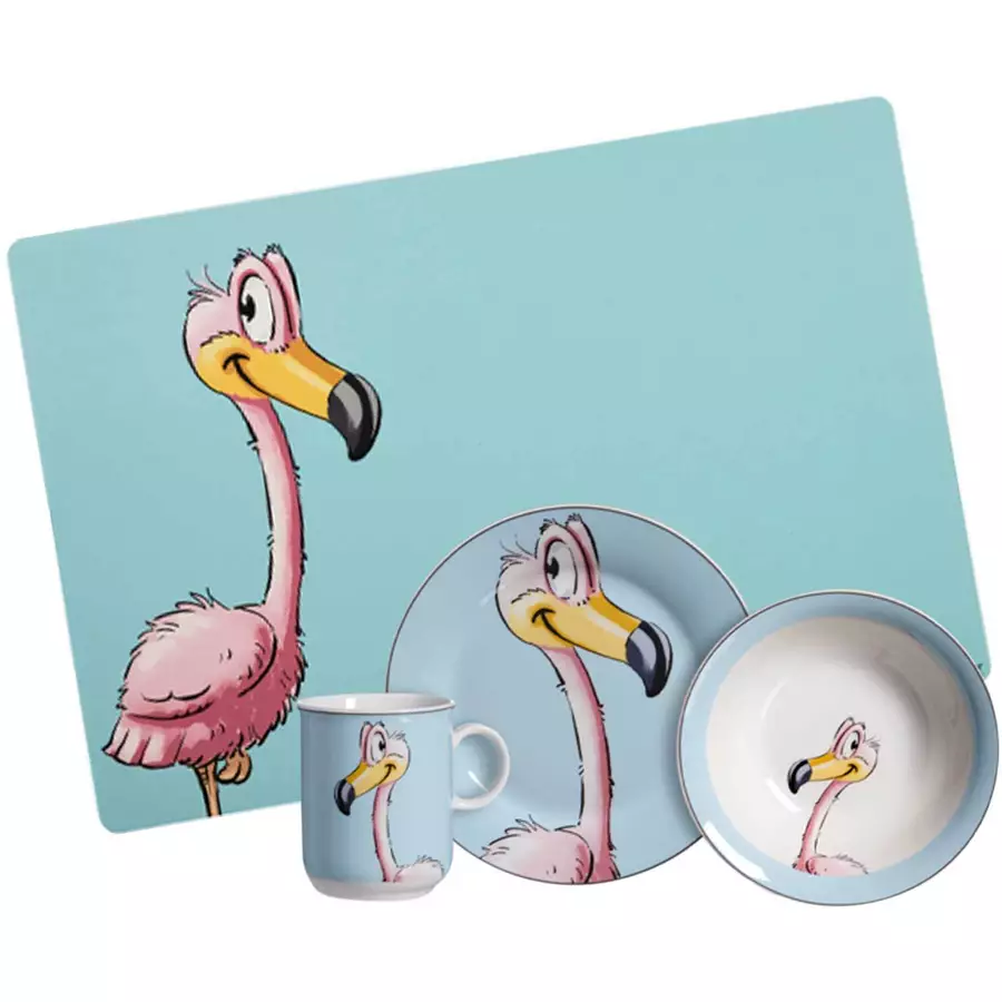 Ritzenhoff & Breker GmbH & Co. KG Kindergeschirr + Tischmatte Happy Zoo 4er Set türkis