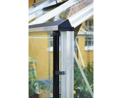 JULIANA Compacte kas 6,6 m² met 10 mm dubbelwandige polycarbonaat panelen 224 x 296 cm aluminium