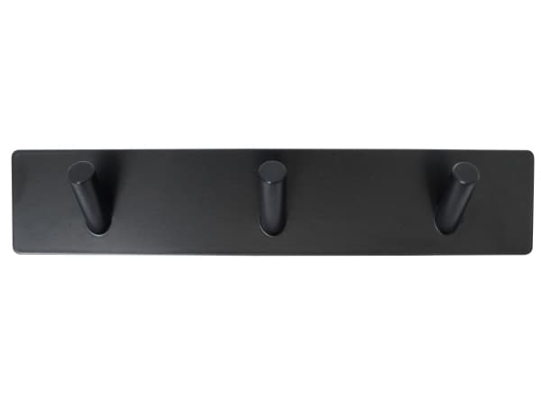HOME It® selvklæbende knagerække med 3 kroge i rustfrit stål 20 x 4 cm matsort