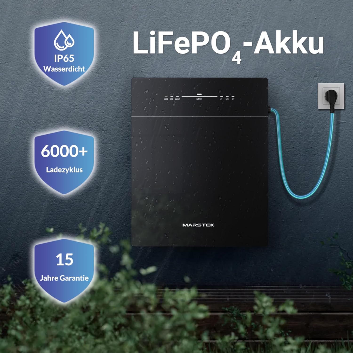 MARSTEK Venus E NewGen Solarspeicher Plug-&-Play-Balkonspeicher mit 5,12kWh Kapazität, AC-gekoppelt, erweiterbar bis 20,48kWh, Notstrom, 100% Eigenverbrauch + CT002 Smart Meter