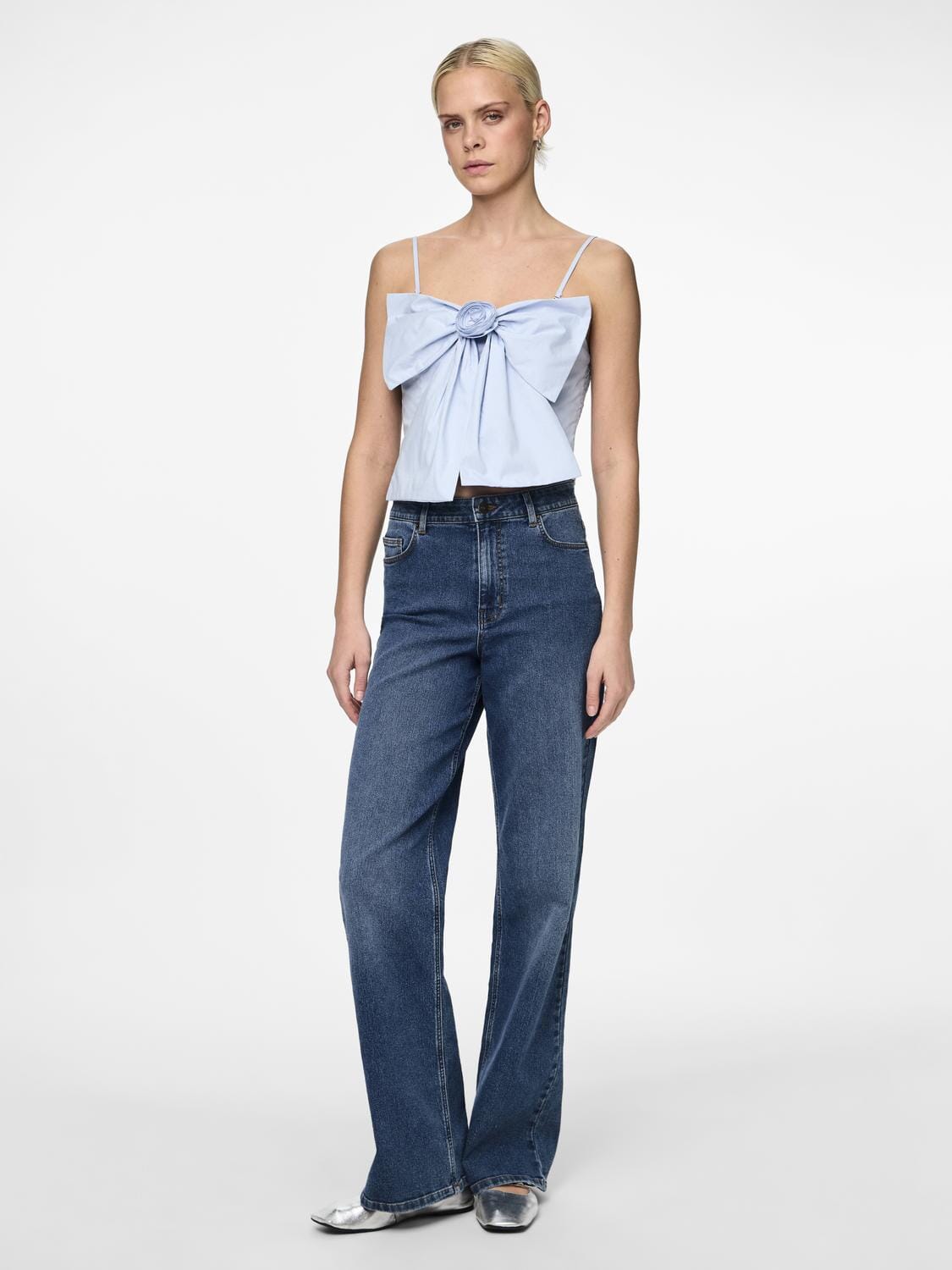 Pieces Pcsofia Strap Bow Crop Top 4666330 nantucket breeze
