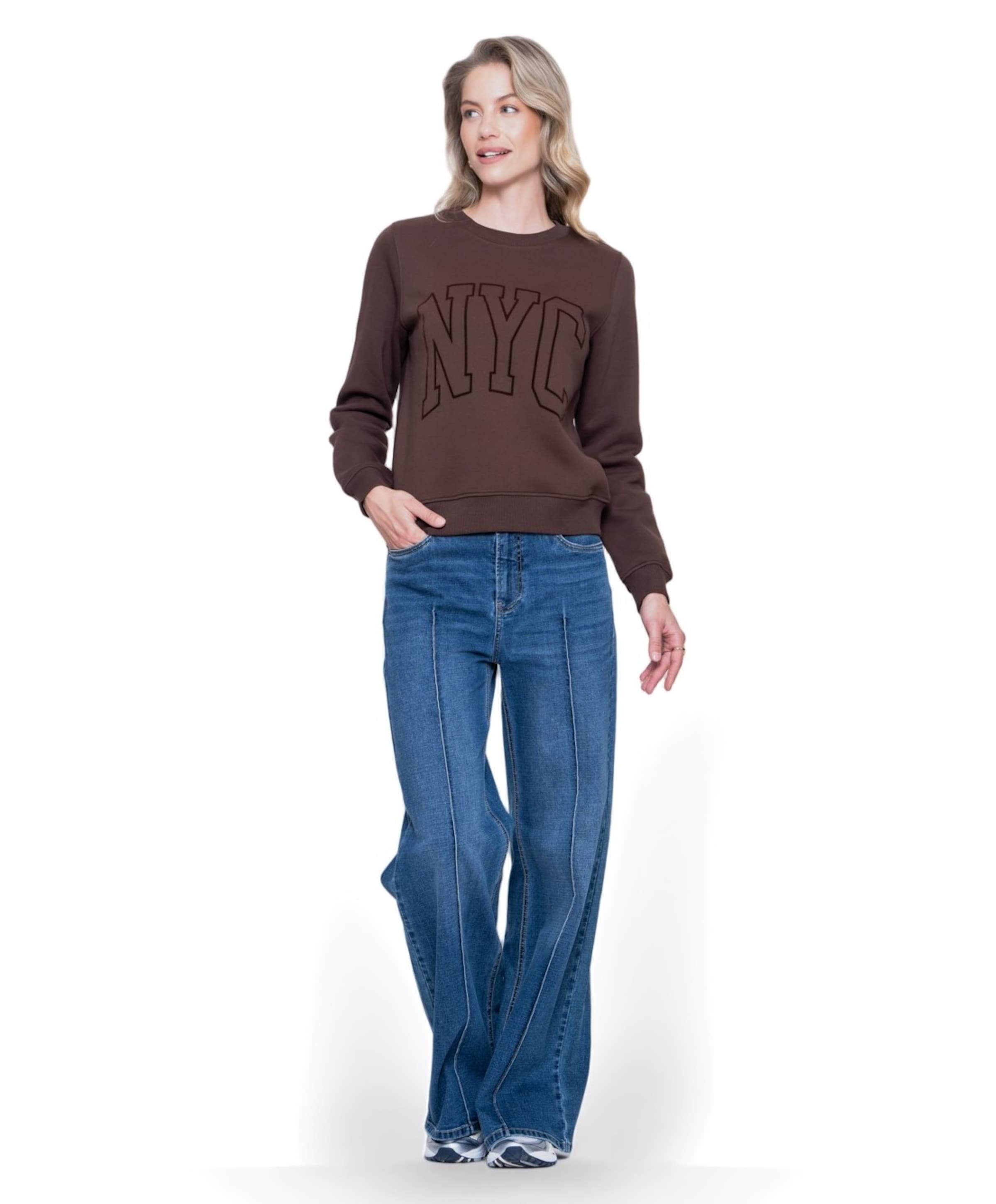 Geisha Wide frontseam dames jeans blauw