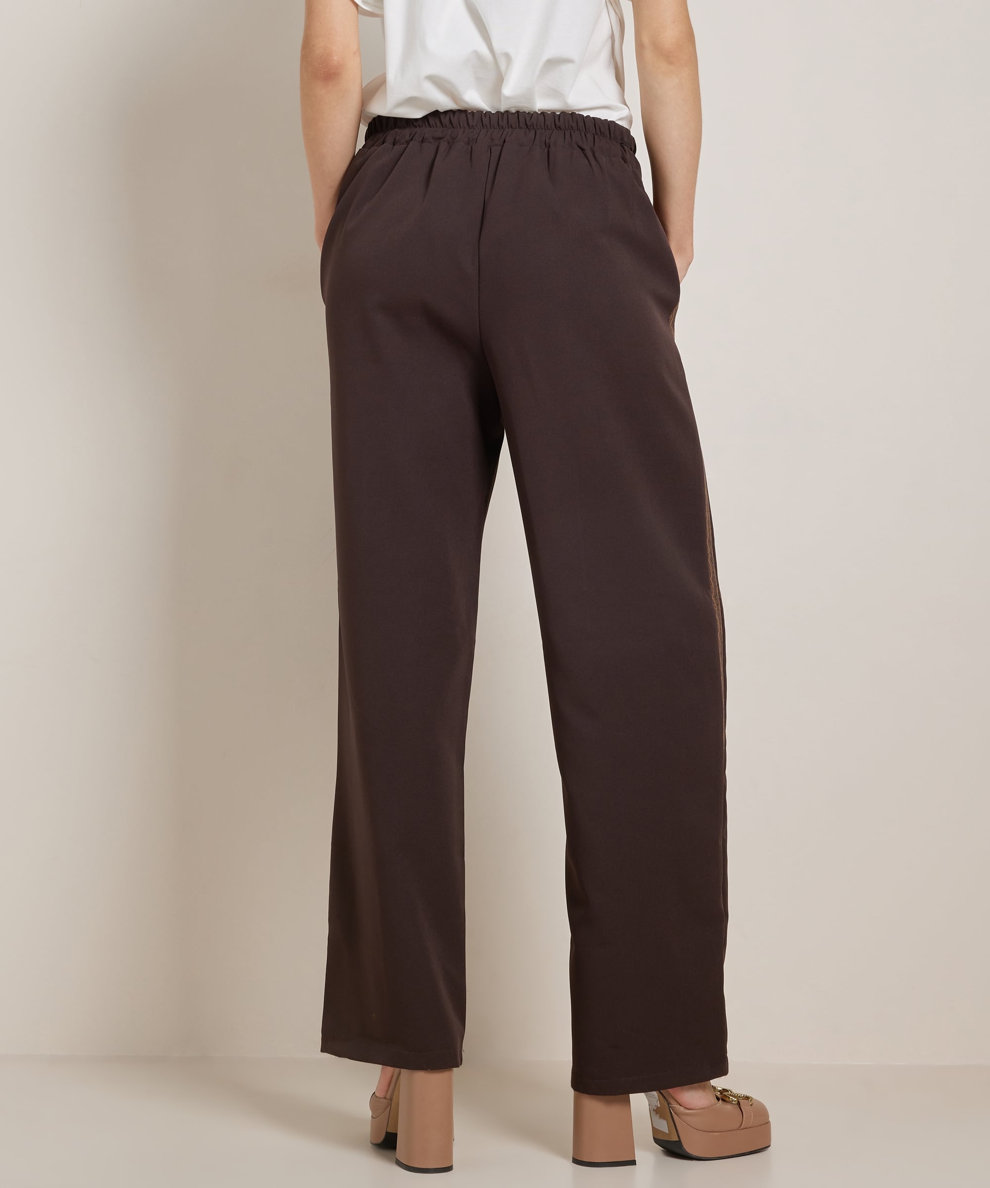 wide fit broek met bies