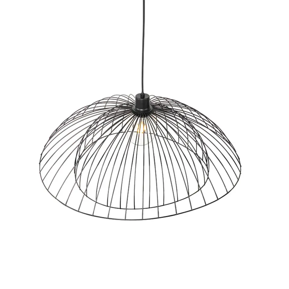 Qazqa hanglampen pua zwart e27