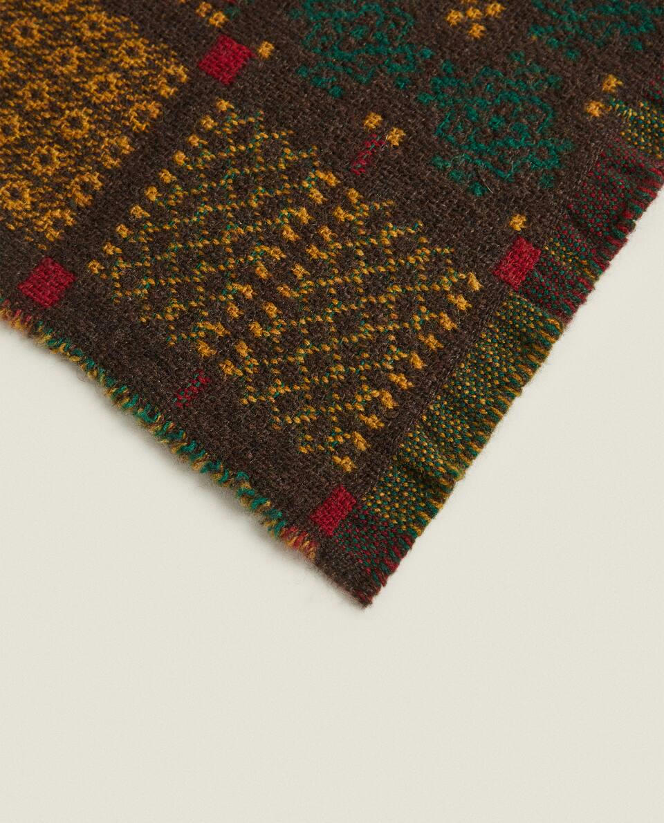 Manta de lã jacquard multicolorida para o Natal