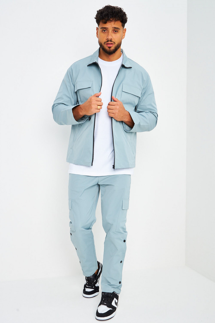 Ensemble de jogging veste + pantalon bleu grisé à boutons