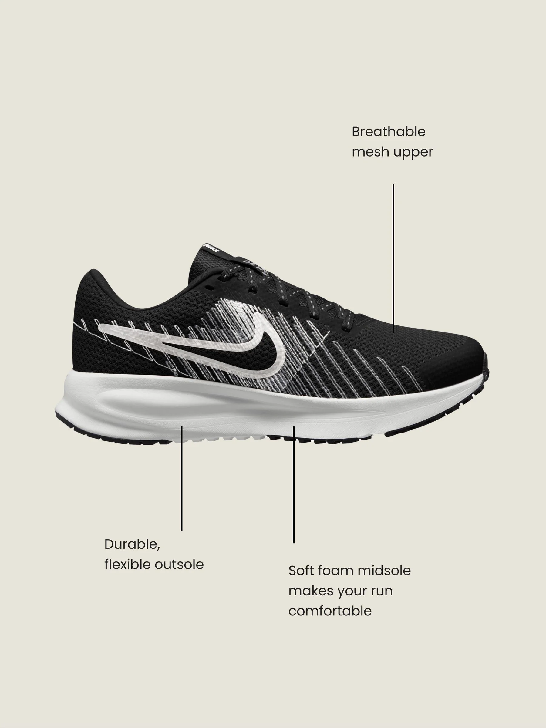 Zwart/wit - Nike Run Defy Road hardloopschoenen