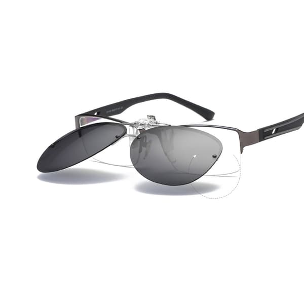Clip-on-solbriller med UV400-beskyttelse og svart glass