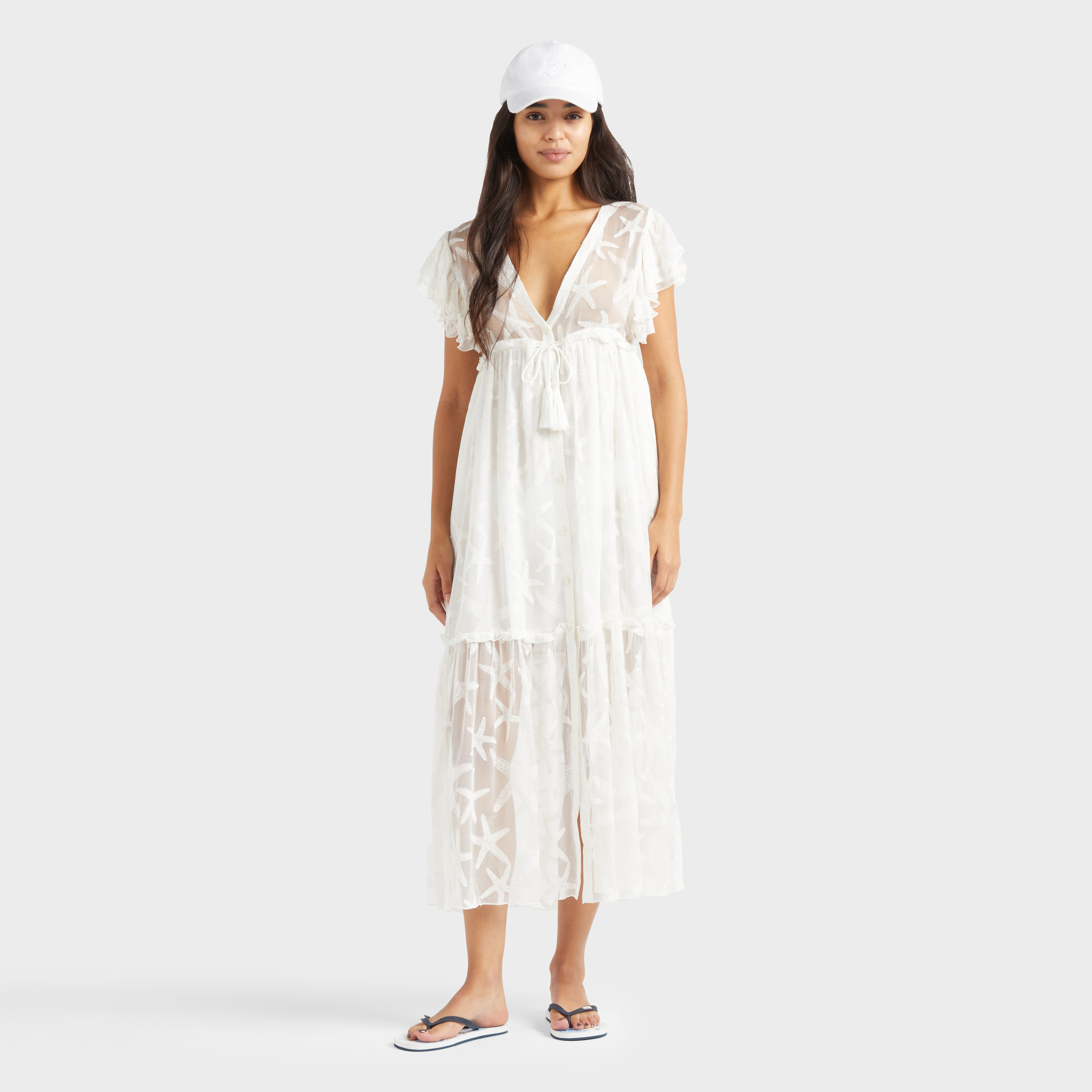 Robe longue transparente en soie femme Starfish
