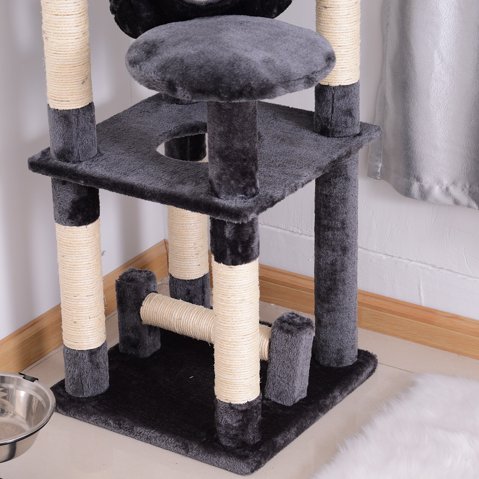 PawHut Katzenbaum mit Hängematte grau 40 x 40 x 132 cm (LxBxH)