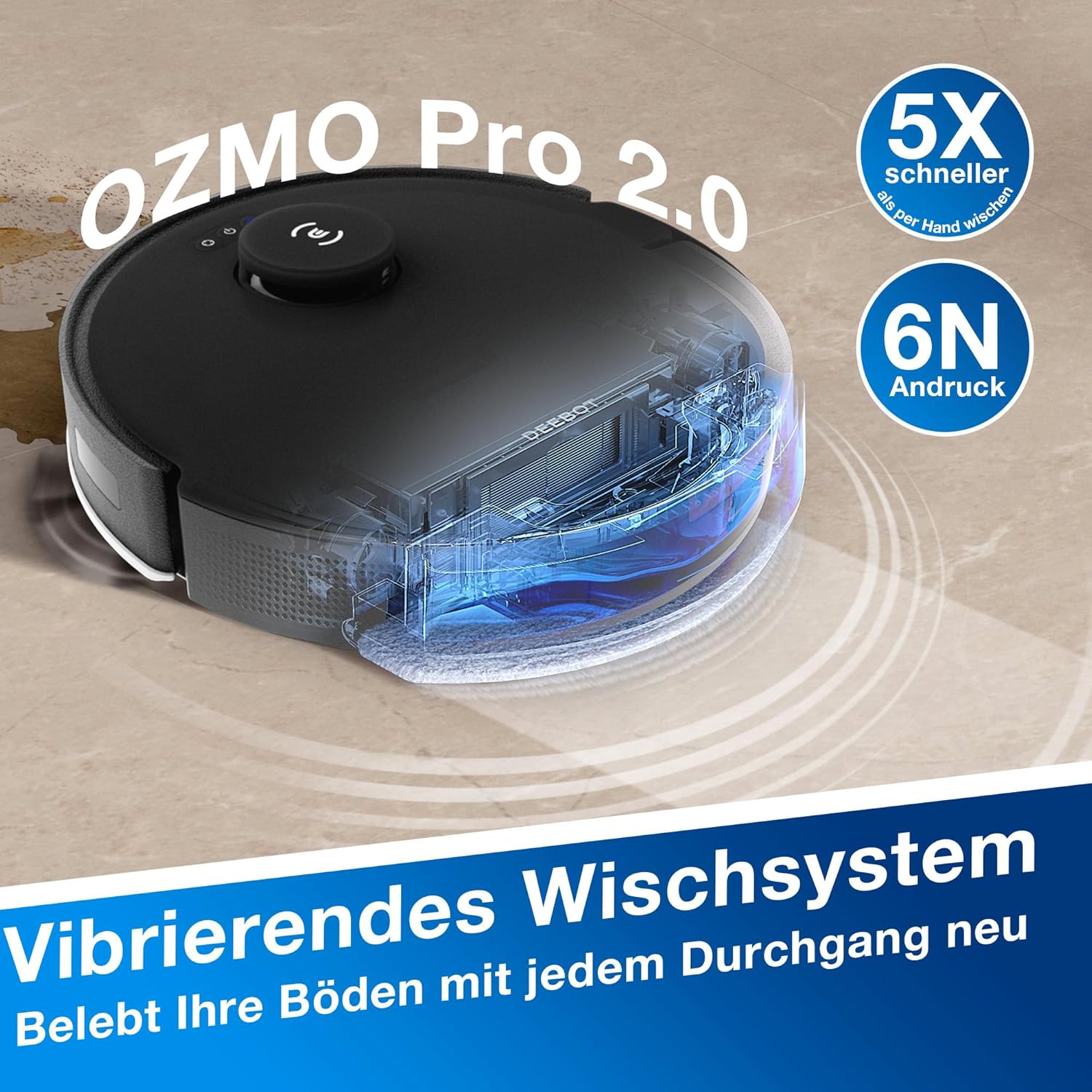 ECOVACS DEEBOT N20 PRO Plus Saugroboter mit Wischfunktion, Automatischer Entleerung Station, 8000Pa Saugkraft, Anti-Haar-Verhedderung, bis zu 300 Minuten Laufzeit,Schwarz