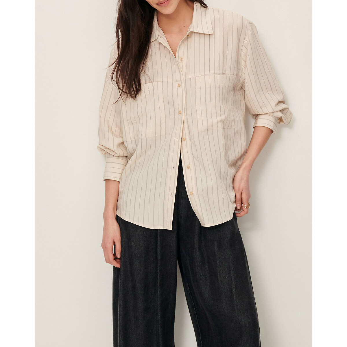 SESSUN<br>Camisa listrada com fecho de botão nas costas, SAN JUAN