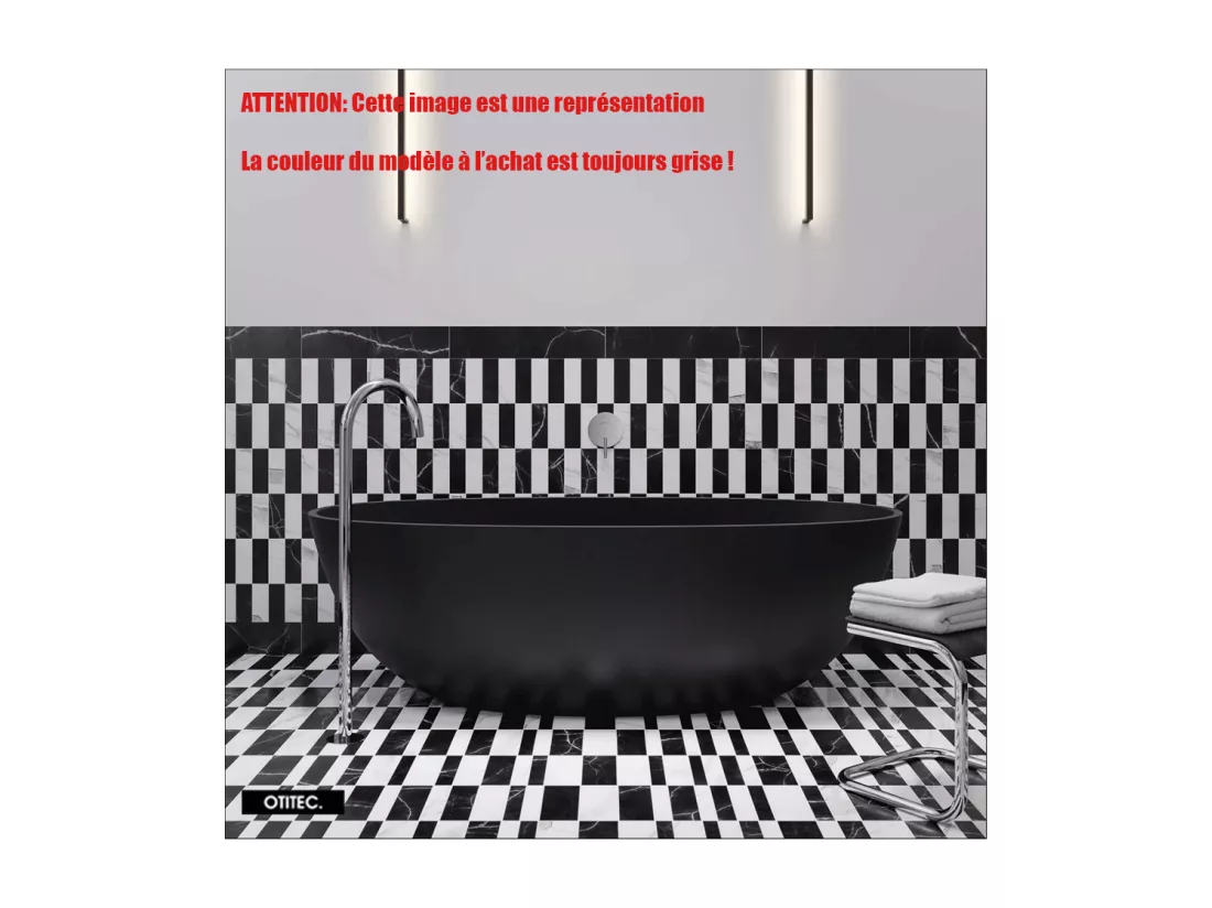 Baignoire Îlot - 160 x 75 cm - SHELL - GRIS CENDRÉ MAT - avec SIPHON INCLUS