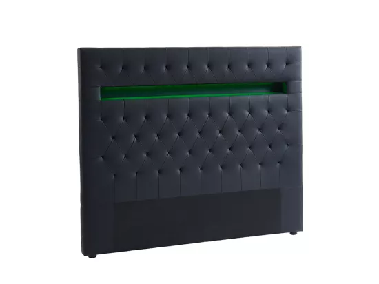 Tête de lit SUPERNOVA II - 170 cm - Avec LEDs - Simili noir