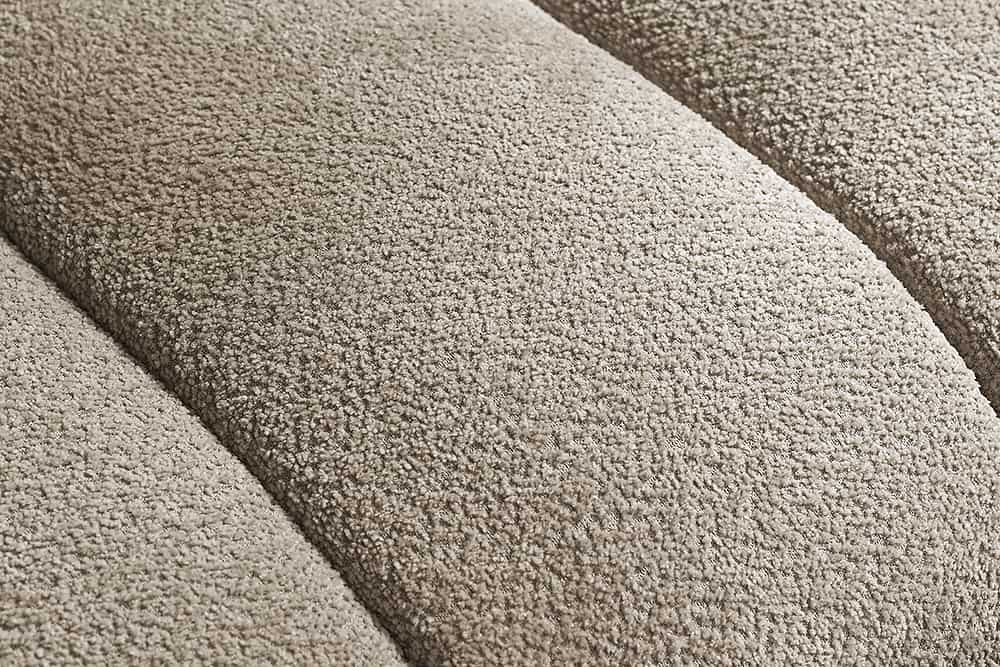Moderner Hocker ADLON 100cm champagner greige Bouclé Federkern Fußhocker Sitzhocker