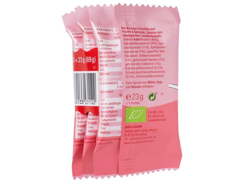 Fruchtbar Riegel Knusper Schnitte 3 x 23g Früchteriegel mit Erdbeere, Banane und Apfel