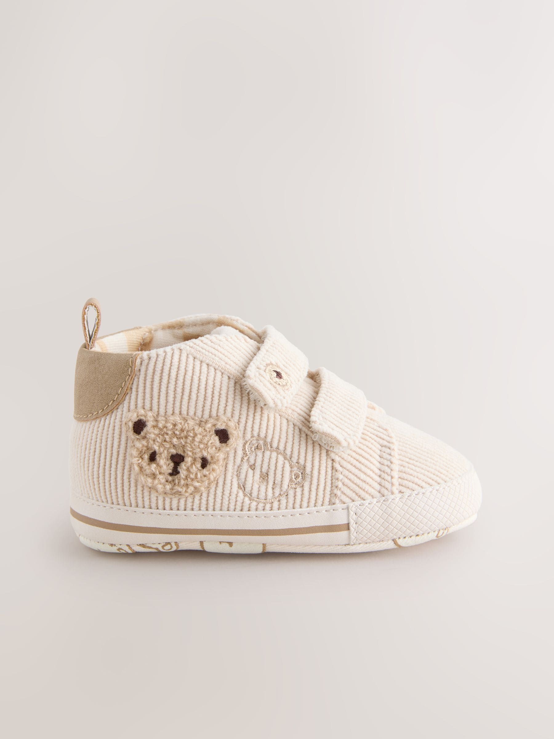 Neutraal met beren - Babysneakers met klittenbandsluiting (0-2mnd)