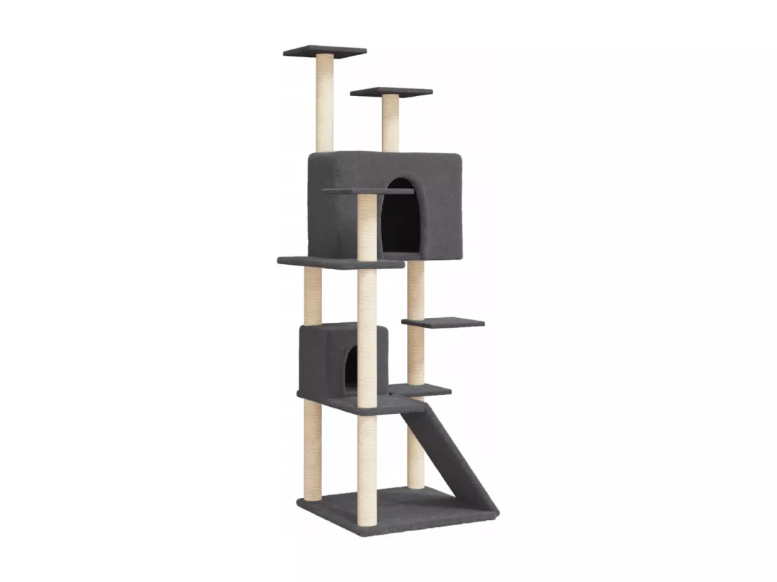 Arbre à chat avec griffoirs en sisal Gris foncé 153 cm