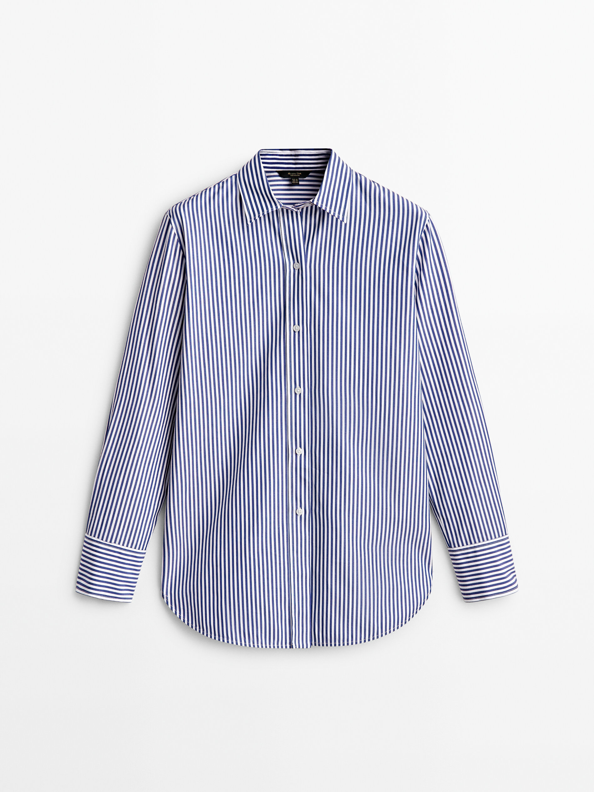 Camisa listrada de algodão popeline - AZUL MARINHO