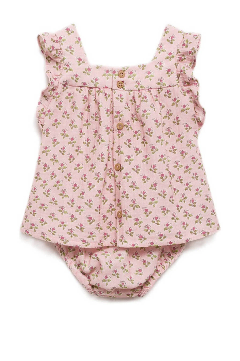 Mango Kids baby jurk + bloomer met bloemdessin roze/groen