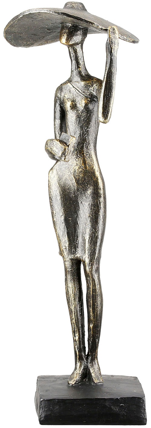 Casablanca by Gilde Dekofigur »Skulptur Frau Lady mit Hut bronzefarben H. 33 cm«