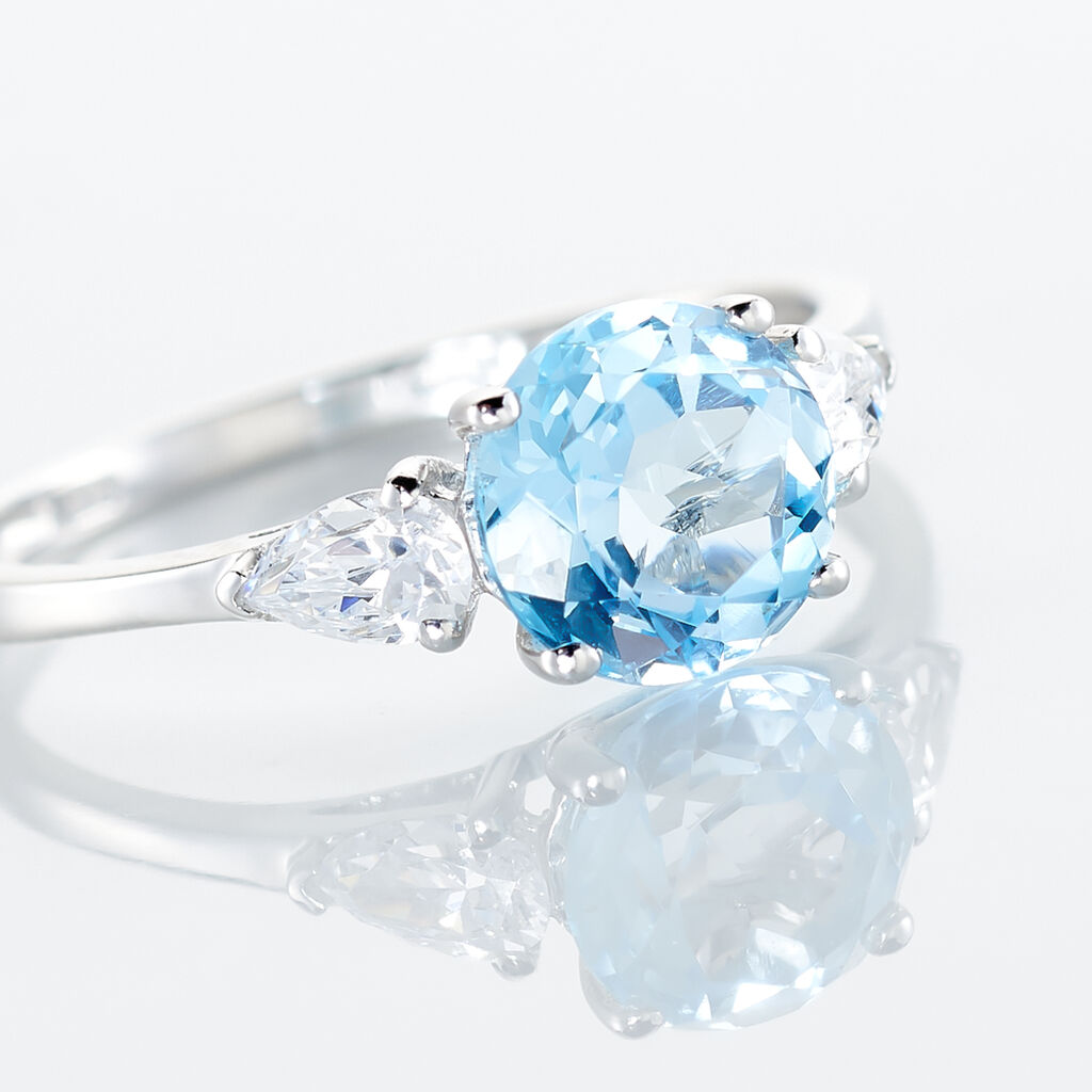 Bague Giana Or Blanc Topaze Et Oxyde De Zirconium
