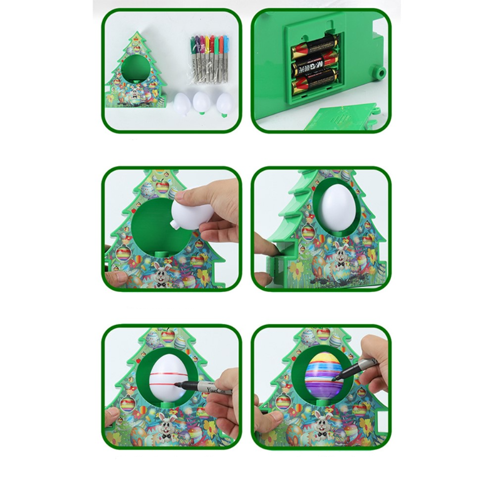 (12-tlg. Set) DIY Christbaum Kugeln Rotierer Weihnachts Tannenbaum mit Filzstiften zum Bemalen - Grün