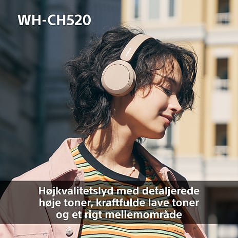 Sony WH-CH520 trådløse over-ear høretelefoner - lyserød