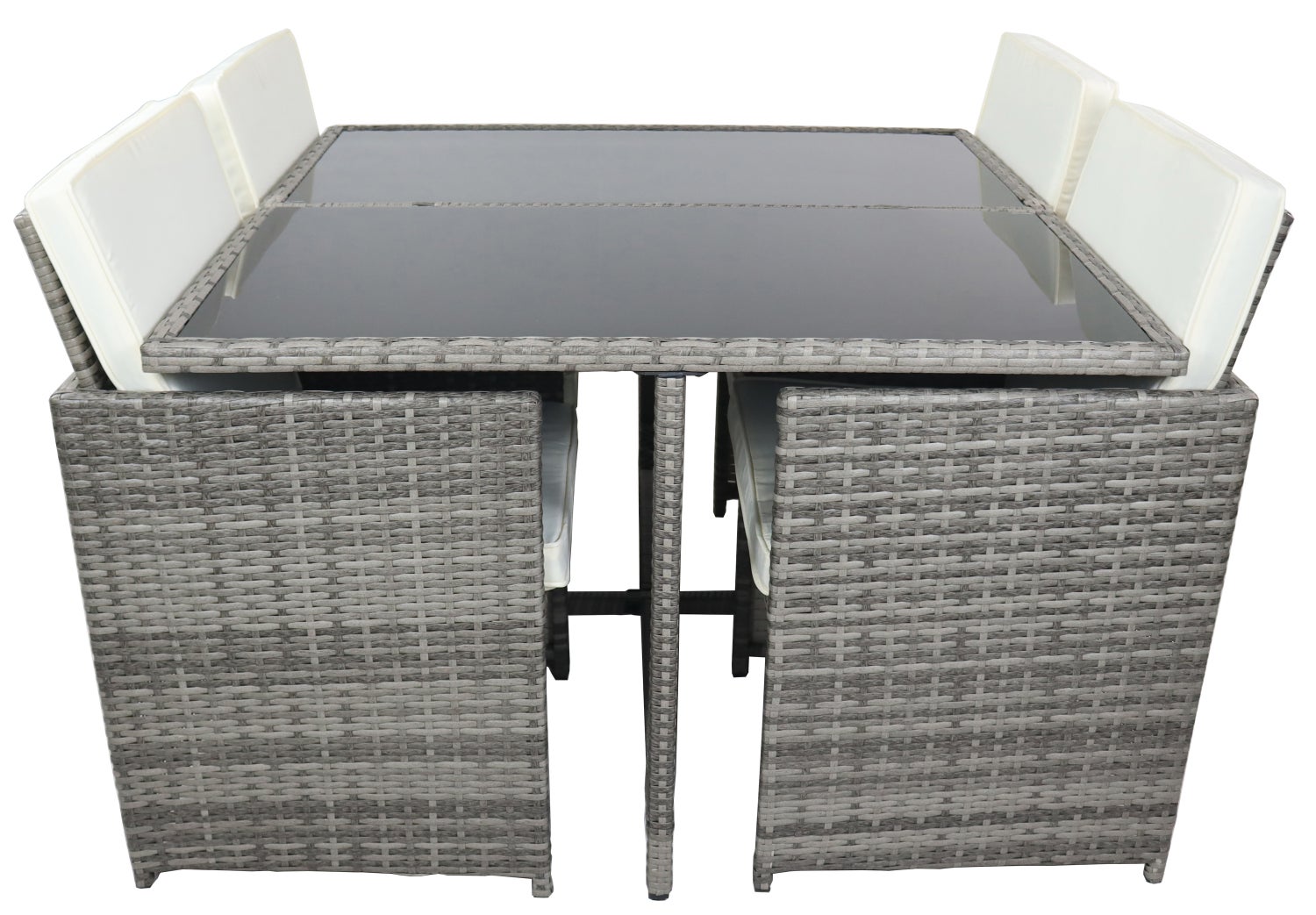 5-delige tuinmeubelset, rotan, grijs