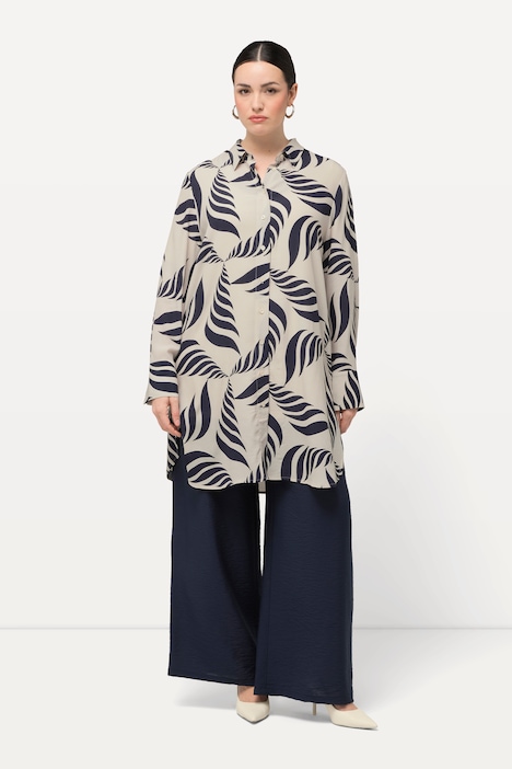Longbluse, grafischer Druck, Hemdkragen, Langarm