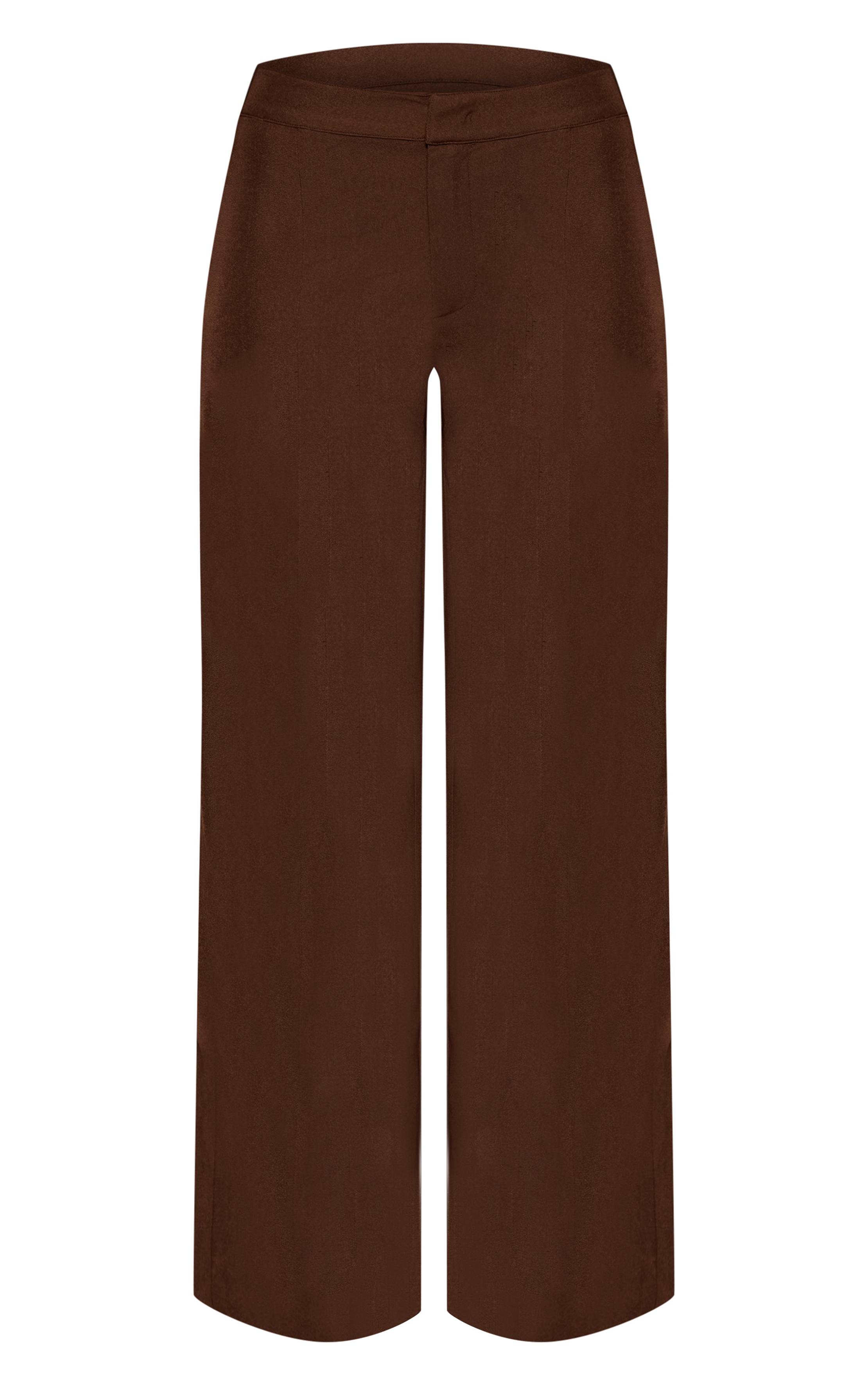 Marron Foncé Pantalon Tailleur Tissé Avec Détails De Coutures