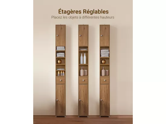 SoBuy Meuble de Rangement Salle d Bain Meuble Colonne Armoire de Toilette Meuble WC L20xP20xH180cm, BZR34-PF