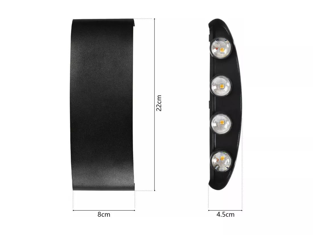 NETTLIFE Applique murale LED pour intérieur : lot de 2 appliques murales extérieures noires haut vers le bas 7 W IP65