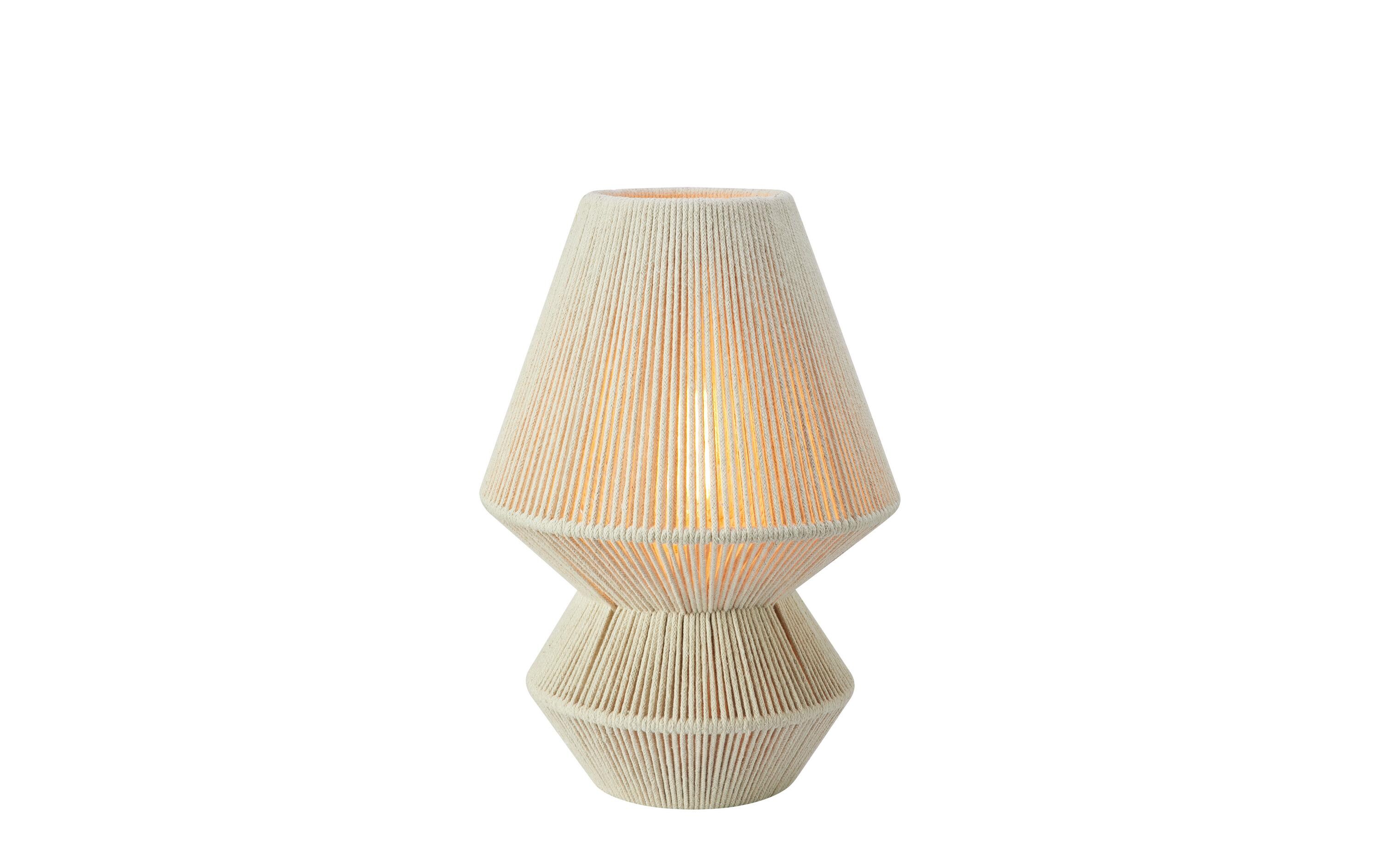 Tischleuchte RAZZO Beige 34 cm<br>Tischleuchte mit zylindrischem Textilschirm in beiger Leinenstruktur