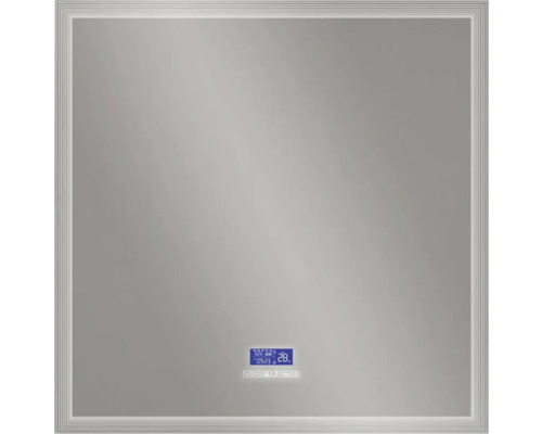 LED-badkamerspiegel met multimediafuncties, touchscreen, Bluetooth, anti-condensfunctie en FM-radio, inclusief spiegelverwarming en luidsprekers, 90x90 cm