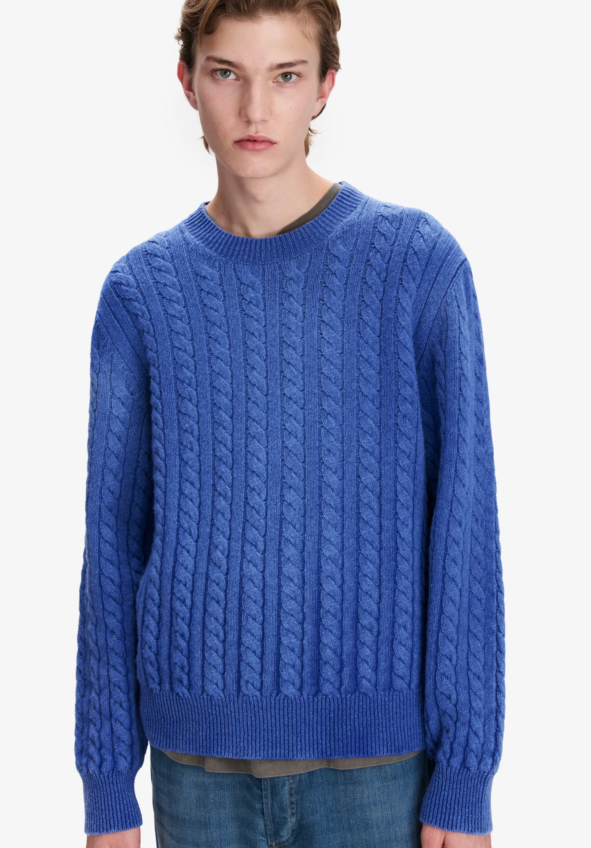 Pull bleu ample à torsades - Bleu