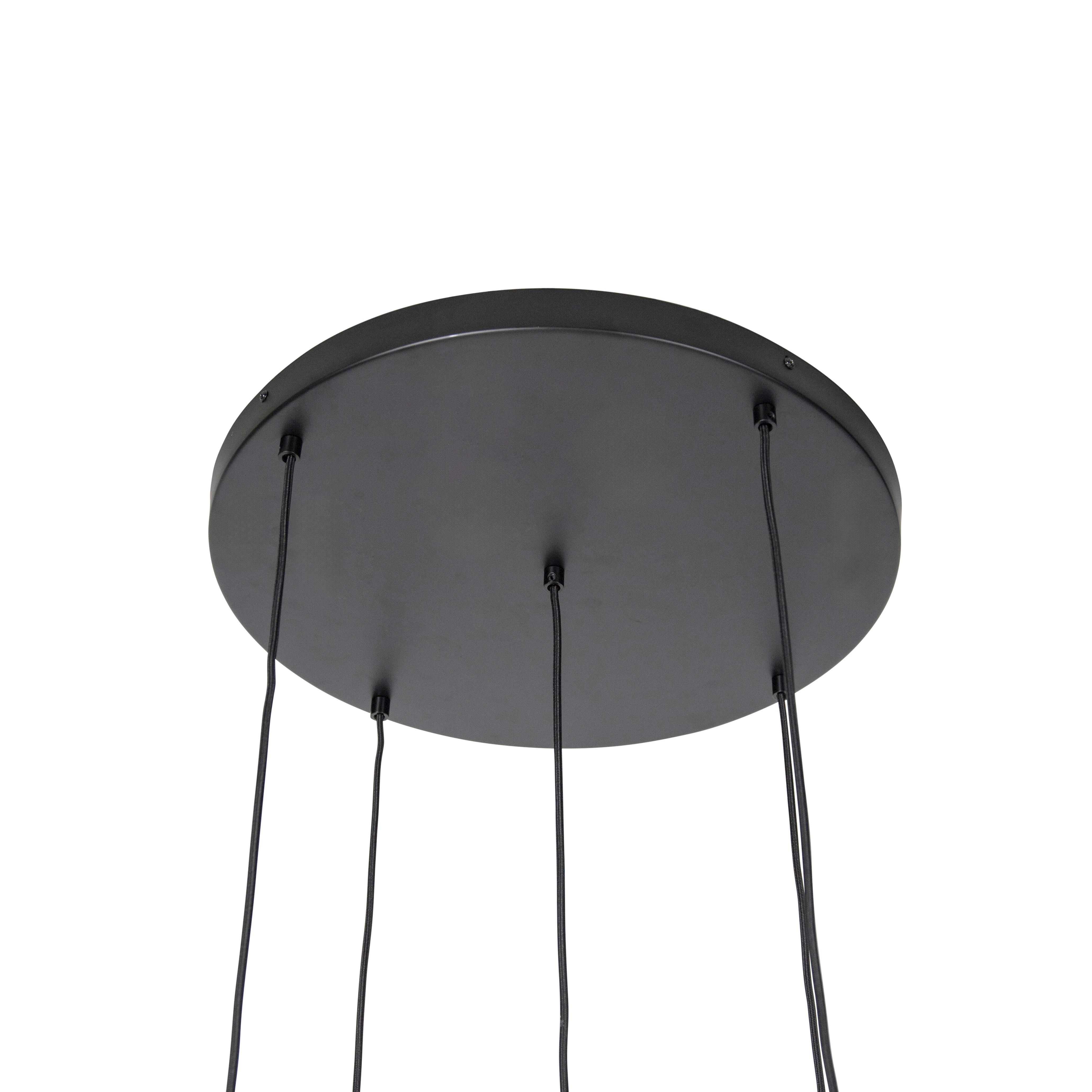 Hanglamp zwart met goud met smoke glas incl. 5 PUCC - Zuzanna