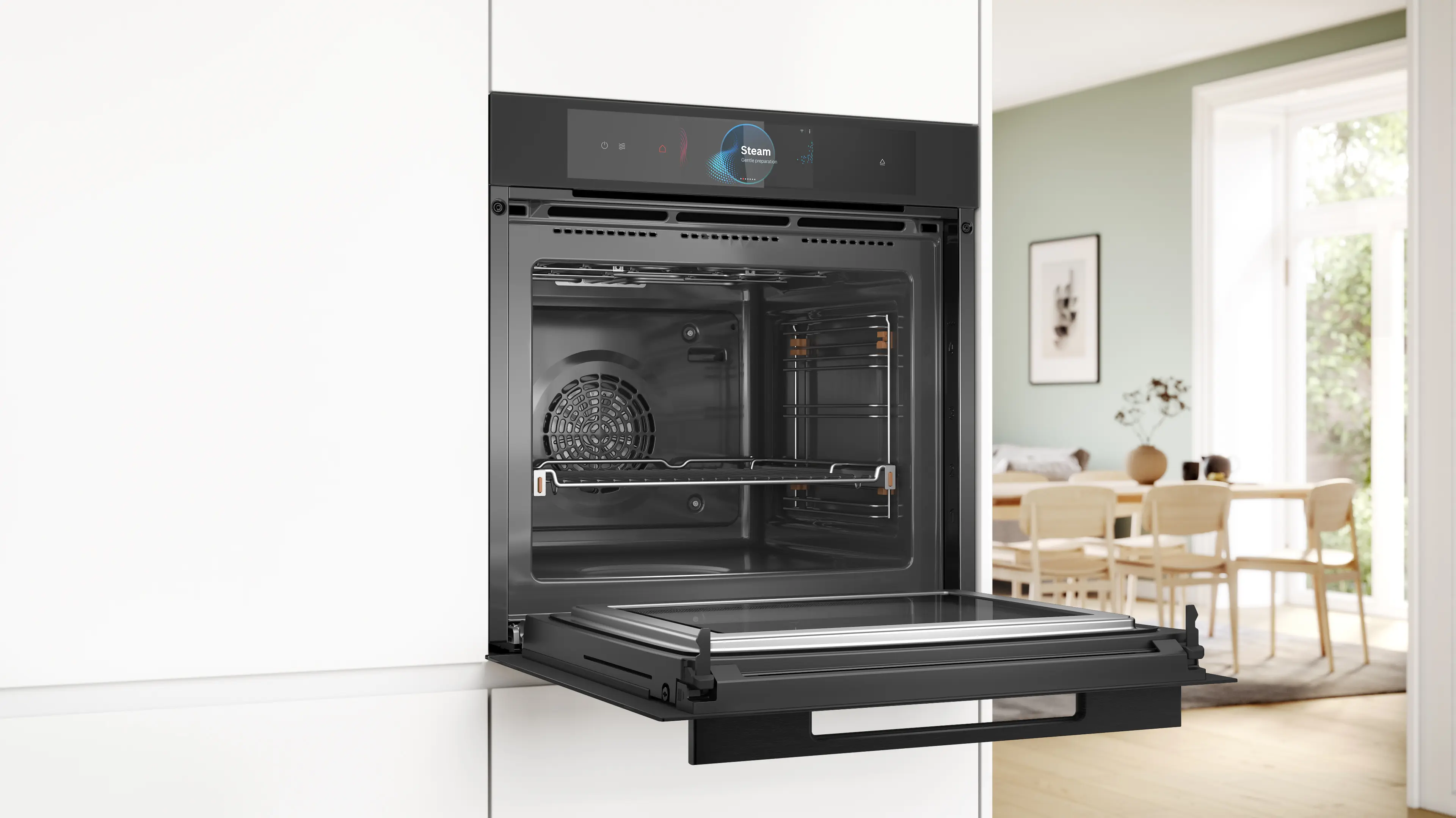 Serie 8 Bakoven met magnetron en Added Steam 60 x 60 cm Mat zwart