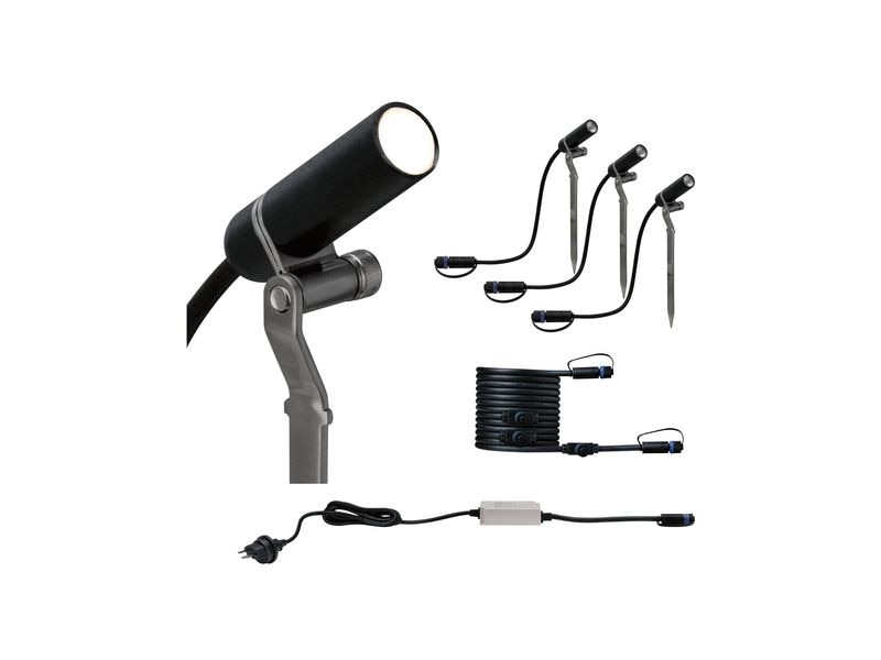 Paulmann Gartenspot Plug & Shine Plantini 45° 3000 K, Start Starterset für die unsichtbare Gartenbeleuchtung