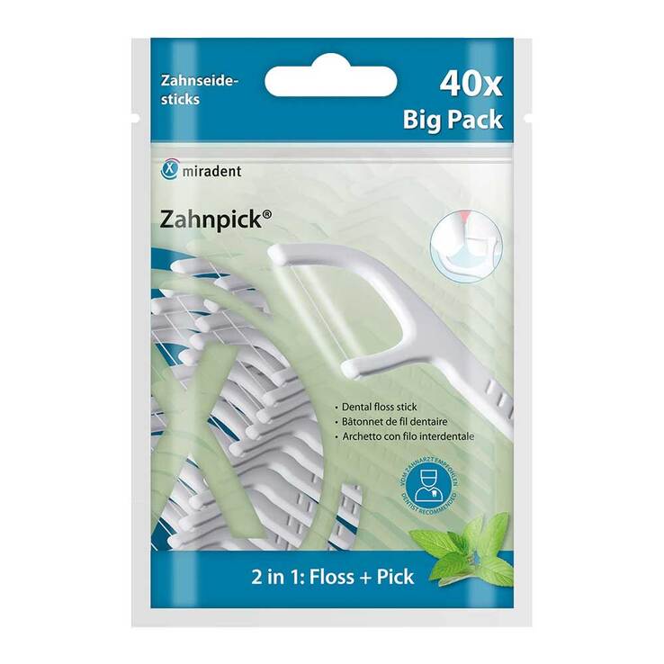 Miradent Zahnpick Zahnseide 2in1 Minze, 40 St